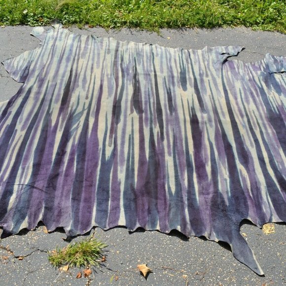 Hand Crafted Accents New Cowhide Suede Rug Large Hand Painted Gray